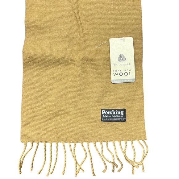 Woolmark NWT Men's Scarf Made in Uruguay Tan Camel Brown Pure New Wool 10 x 67" - Picture 1 of 5